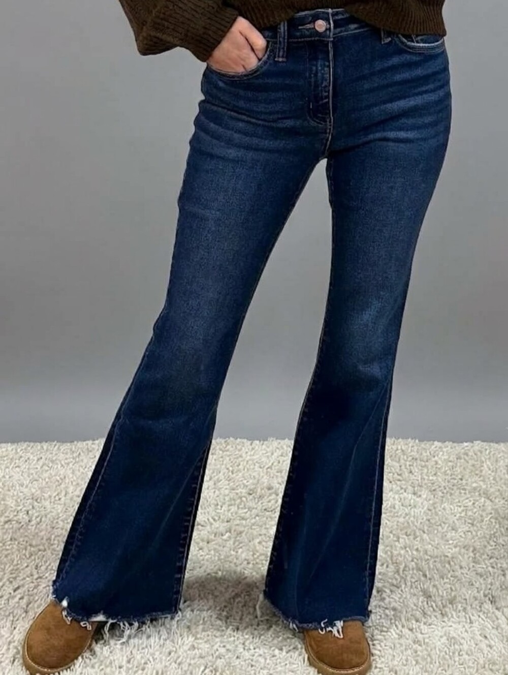 Lovervet X Vervet X ALB High Rise Flare Jeans Women's 31 13 Dark Wash Blue